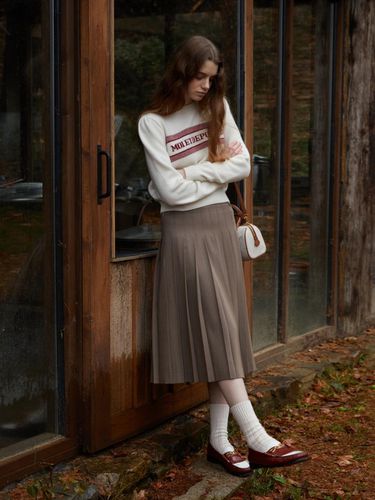 Pleats Long Skirt_Light Brown - DEPOUND - Modalova