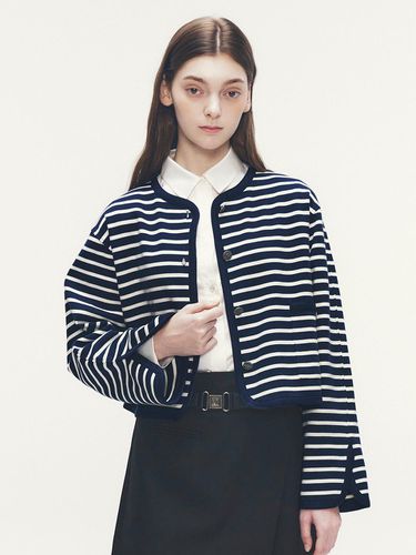 Striped Cardigan Jacket_Navy - marieclaire - Modalova