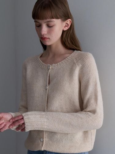 Bulky Sleeve Round Neck Knit Cardigan - VOIEBIT for WOMEN - Modalova