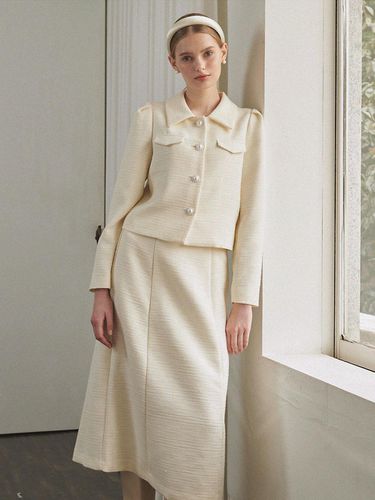 Fancy Tweed Long Skirt_Cream - MICANE - Modalova