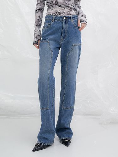 Carpenter Semi Boot Cut Denim Pants_Blue - YUTHENTIC - Modalova