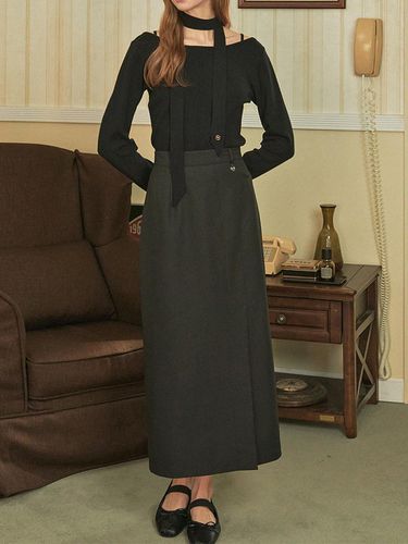 Fine Slit Maxi Skirt_Black - MICANE - Modalova