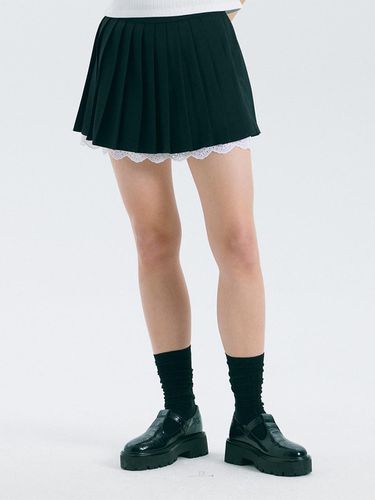 Lace Pleats Mini Skirts (Black) - CENTAUR.KR - Modalova