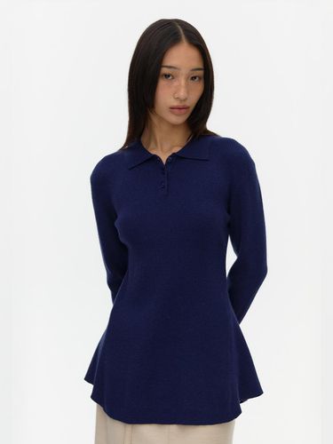 Flared Polo Sweater _ Navy - ahwe - Modalova