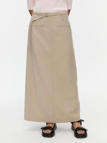 Belted Maxi Skirt _ Light Beige - ahwe - Modalova