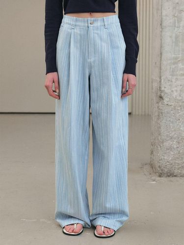 Slub One Tuck Wide Pants_Blue - CITYBREEZE - Modalova