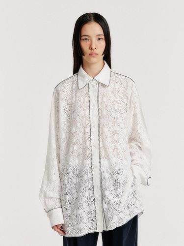 YOLO Oversized Lace Trim Shirt - EENK - Modalova