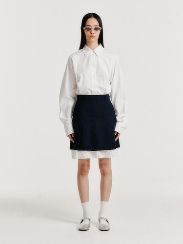 YENDEL Mini Pleats Skirt with Lace Lining_Navy - EENK - Modalova