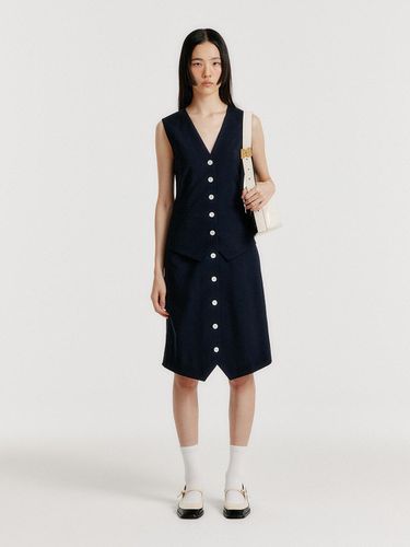 YULIN Layered Vest Dress_Navy/Black - EENK - Modalova