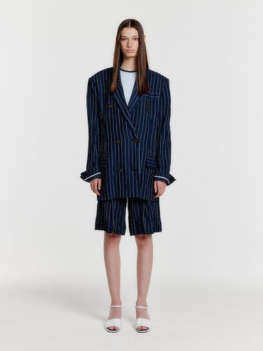 YURROTA Suit Shorts with Front Slit_Navy Stripe - EENK - Modalova