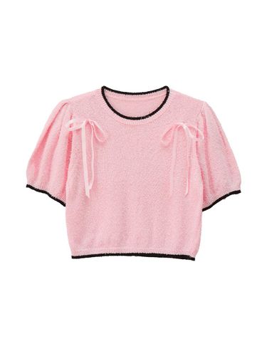 Ribbon Point Knit Top - Pink - SALON DE YOHN - Modalova