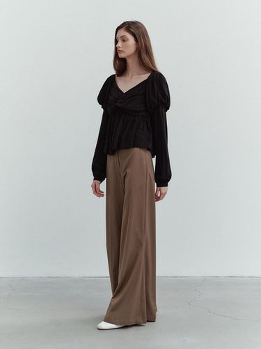 Wide Leg Pants - Brown - THETIS - Modalova