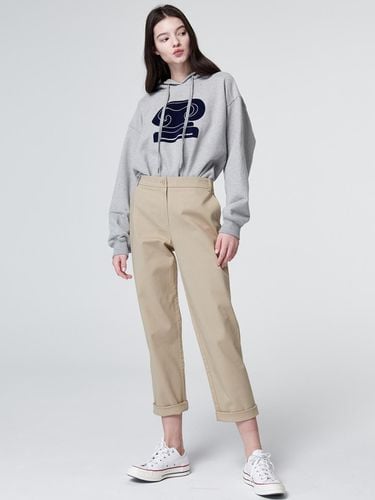 Cropped Banded Cotton Pants (Beige) - MaLoupe - Modalova