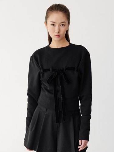 Ribbon Detail Sweatshirt - Black - THETIS - Modalova