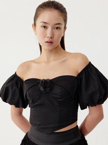 Rosy Puff Sleeve Blouse - Black - THETIS - Modalova