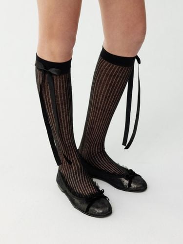 Long Ribbon See-Through Knee Socks_Black - THETIS - Modalova