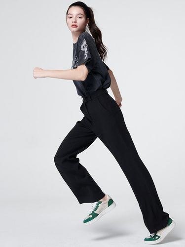 Stretch Straight-Fit Pants (Black) - MaLoupe - Modalova