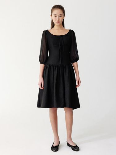 Juliet Ribbon Midi Dress - Black - THETIS - Modalova