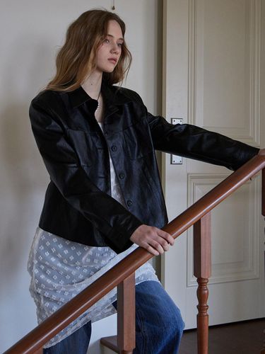 Classic Eco Leather Slightly Oversized Fit Jacket - HAINT - Modalova