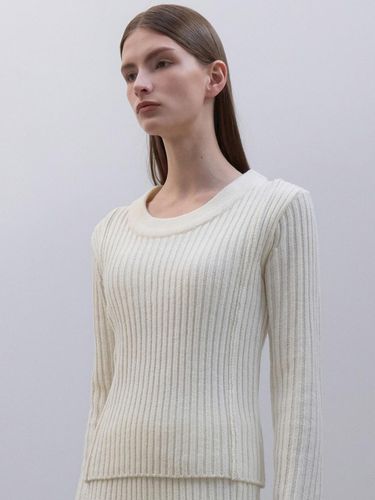 Wool Scoop Neck Ribbed Knit OU1300 - ouie - Modalova