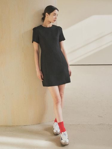 SIA8023 Puff Tweed Dress_Black - Siyazu - Modalova