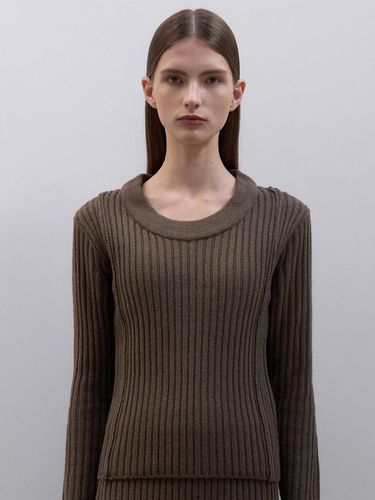 Wool Scoop Neck Ribbed Knit - OU1301 - ouie - Modalova