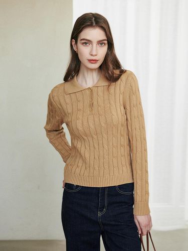 Screw Collar Knit - Beige - LeftSeoul - Modalova