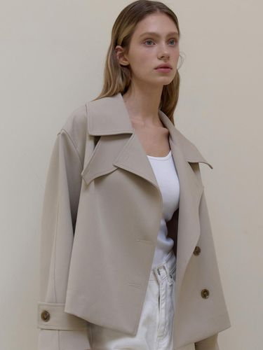 Short Double Trench Jacket_Beige - L’oiE - Modalova