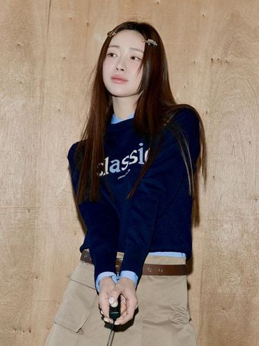 Classic Jacquard Logo Knit (Navy) - PLAC - Modalova