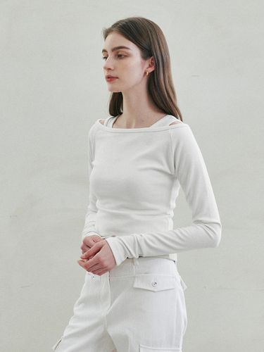 Cotton Layered Top - White - LeftSeoul - Modalova