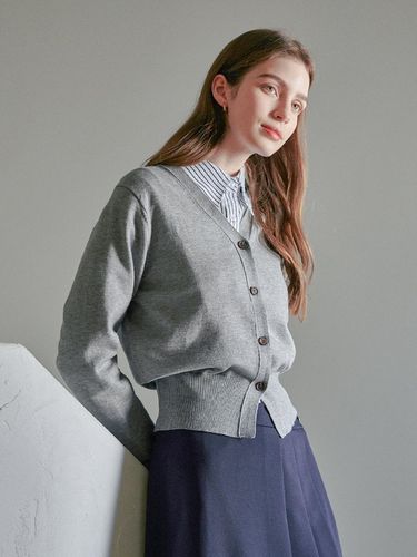 Standard Fit Basic Cardigan - Gray - LeftSeoul - Modalova