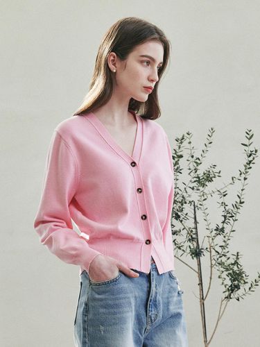 Standard Fit Basic Cardigan - Pink - LeftSeoul - Modalova