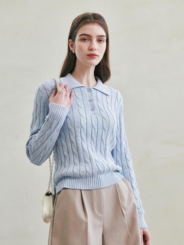 Screw Collar Knit - Sky - LeftSeoul - Modalova