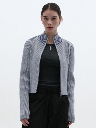 Fancy Cropped Zip Up Knit Cardigan - SUADE - Modalova