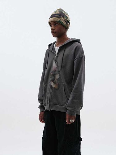 Bird Zip Up Hoodie - Charcoal Gray - SUADE - Modalova