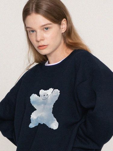 UNISEX] Big Cloud Bear Smile Sweatshirt_Navy - GRAVER - Modalova