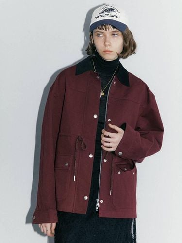 String Cotton Twill Field Jacket_Burgundy - mais - Modalova