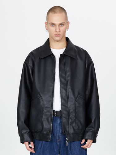 Vegan Leather Oversized Jacket_Black - V2 - Modalova