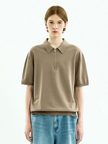 Linen Like Cool Dry Half Zip Up Collar Knit Top - MINIMAL PROJECT - Modalova