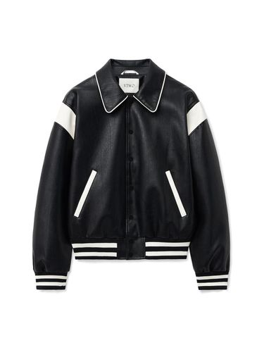 Contemporary Leather Varsity Jacket - V2 - Modalova