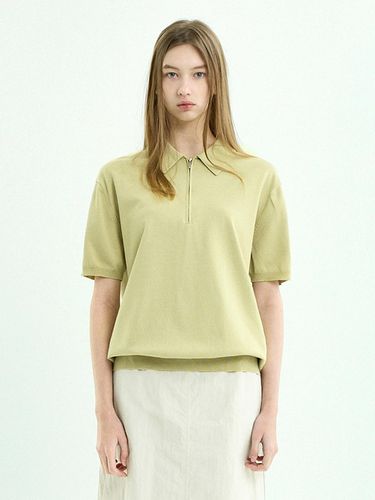 Linen Like Cool Dry Half Zip Up Collar Knit Top - MINIMAL PROJECT - Modalova