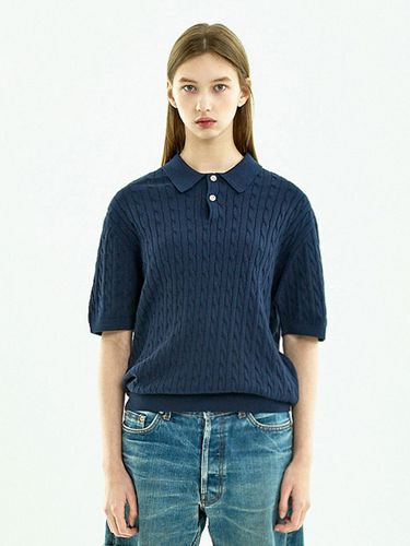 Cable Collar Cool Dry Short Sleeve Knit Top - MINIMAL PROJECT - Modalova