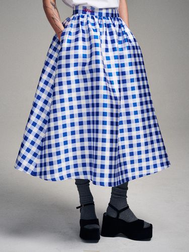 Gingham Maxi Flare Skirt - Blue - MARDI MERCREDI - Modalova