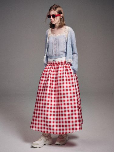 Gingham Maxi Flare Skirt - Red - MARDI MERCREDI - Modalova