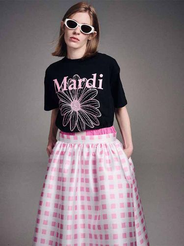 Gingham Maxi Flare Skirt - Pink - MARDI MERCREDI - Modalova