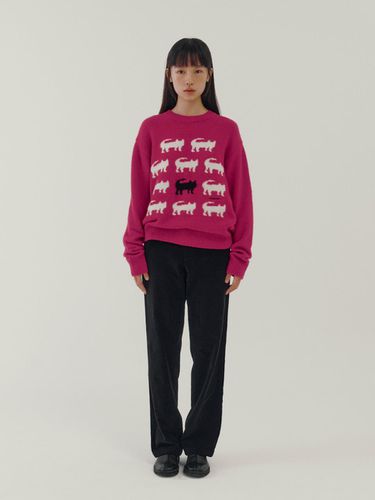 Noir Front Graphic Sweater - Pink - sienne - Modalova