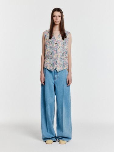 YJEAN Folded Front Wide Denim Pants - EENK - Modalova