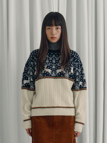 Kevin Jacquard Sweater - Navy - sienne - Modalova