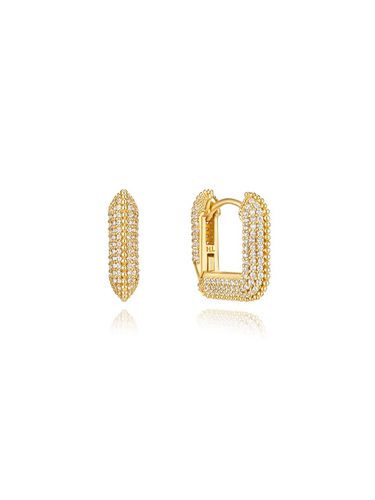 Champagne Moon Goutte SV (Y) Pave Square Earrings - hyeres-lor - Modalova