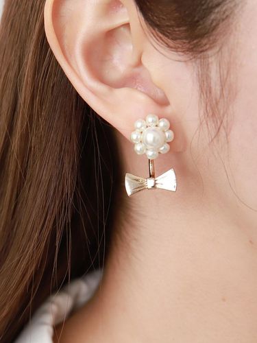 Flower Pearl Ribbon Earring - Sophiamor - Modalova